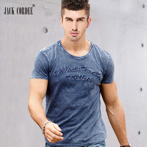 JACK CORDEE Fashion T shirt Men Letter Embroidered 100% Cotton Tee Shirt Slim Short Sleeve Tshirt O-Neck Tops Brand T-shirt Men