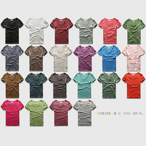 V Neck Slim Fit Cotton T-Shirt