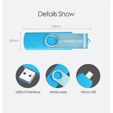 Load image into Gallery viewer, New Usb 3.0 Wansenda OTG USB flash drive for SmartPhone/Tablet/PC 8GB 16GB 32GB 64GB 128GB Pendrive High speed pen drive package