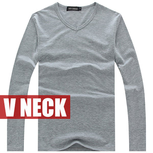 V Neck Cotton Long-Sleeve Shirt