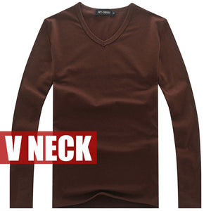 V Neck Cotton Long-Sleeve Shirt