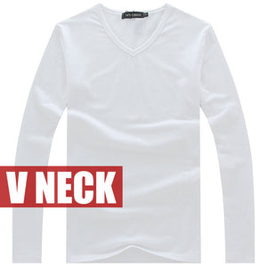 V Neck Cotton Long-Sleeve Shirt