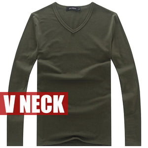 V Neck Cotton Long-Sleeve Shirt