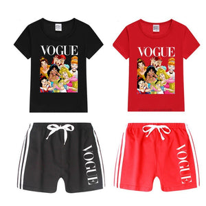 Kid Girl 2020 Princess Vogue Harajuku T Shirt Kid's Shorts Set Children Tops+Pants Outfits Set Cat Clothing Sets,Drop Ship