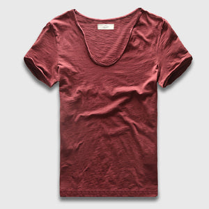 V Neck Slim Fit Cotton T-Shirt