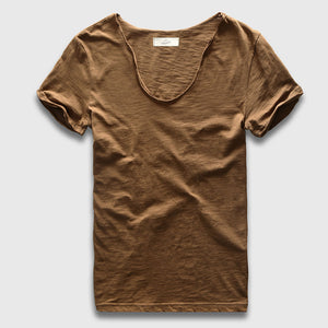 V Neck Slim Fit Cotton T-Shirt