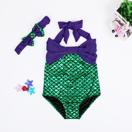 New 2017 Mermaid Girl's Two Pieces Tankini Summer Style Cute Swimwear For Children&Kid's Bikini Sets 2-6Y Swimsuit