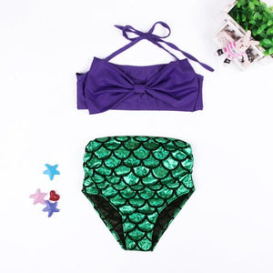 New 2017 Mermaid Girl's Two Pieces Tankini Summer Style Cute Swimwear For Children&Kid's Bikini Sets 2-6Y Swimsuit