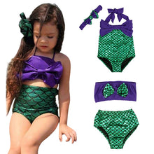 Load image into Gallery viewer, New 2017 Mermaid Girl&#39;s Two Pieces Tankini Summer Style Cute Swimwear For Children&amp;Kid&#39;s Bikini Sets 2-6Y Swimsuit