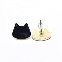 Load image into Gallery viewer, jo test cat head earrings black