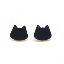 Load image into Gallery viewer, jo test cat head earrings black