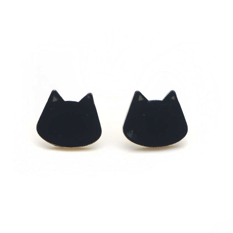 jo test cat head earrings black