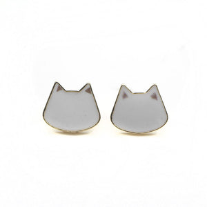 jo test cat head earrings silver