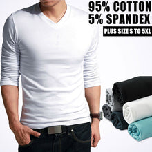 Load image into Gallery viewer, V Neck Cotton Long-Sleeve Shirt