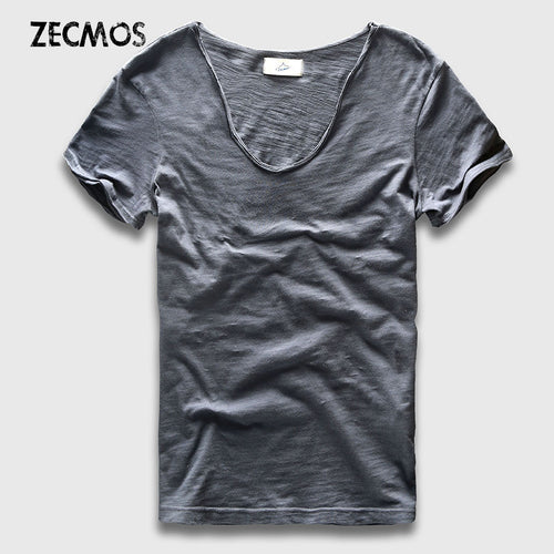 V Neck Slim Fit Cotton T-Shirt