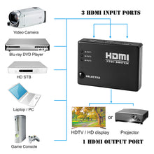 Load image into Gallery viewer, HDMI Switcher with 3 Ports and Remote