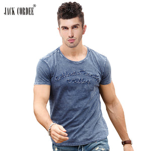 JACK CORDEE Fashion T shirt Men Letter Embroidered 100% Cotton Tee Shirt Slim Short Sleeve Tshirt O-Neck Tops Brand T-shirt Men